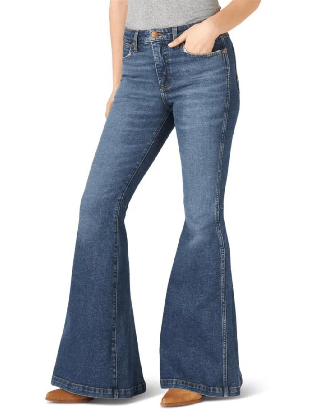Wrangler Retro The Green Jean Denim Blue Trumpet Flare - Paige Size 29x32
